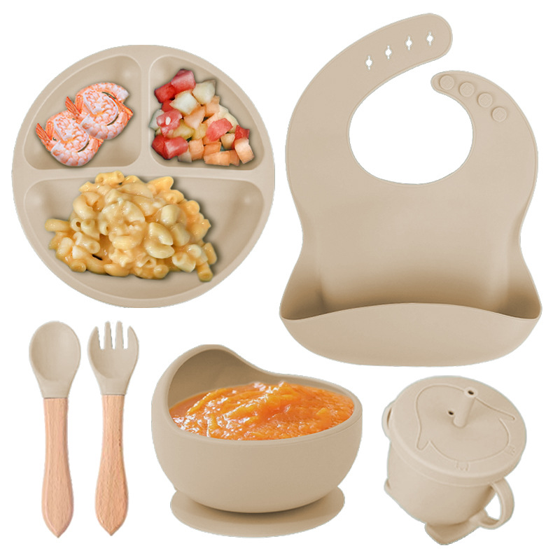 assiette bébé beige