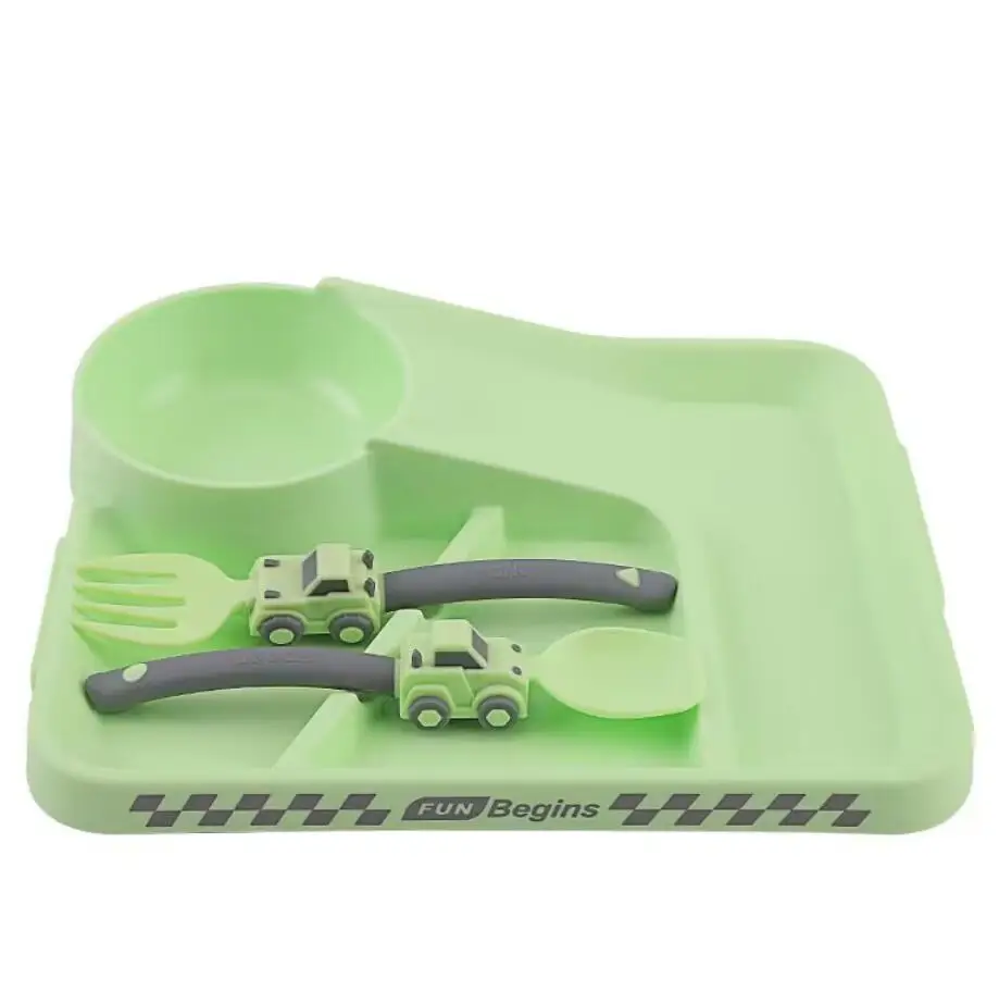 assiette bébé camion vert