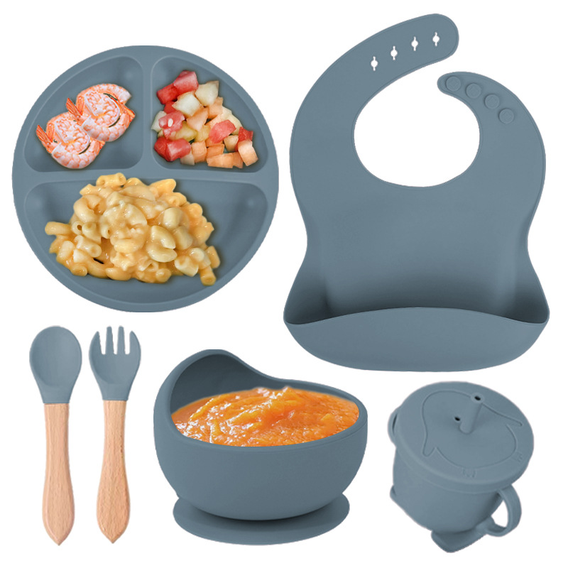 assiette bébé gris foncé