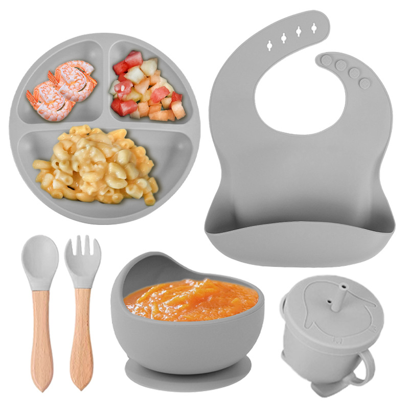 assiette bébé gris