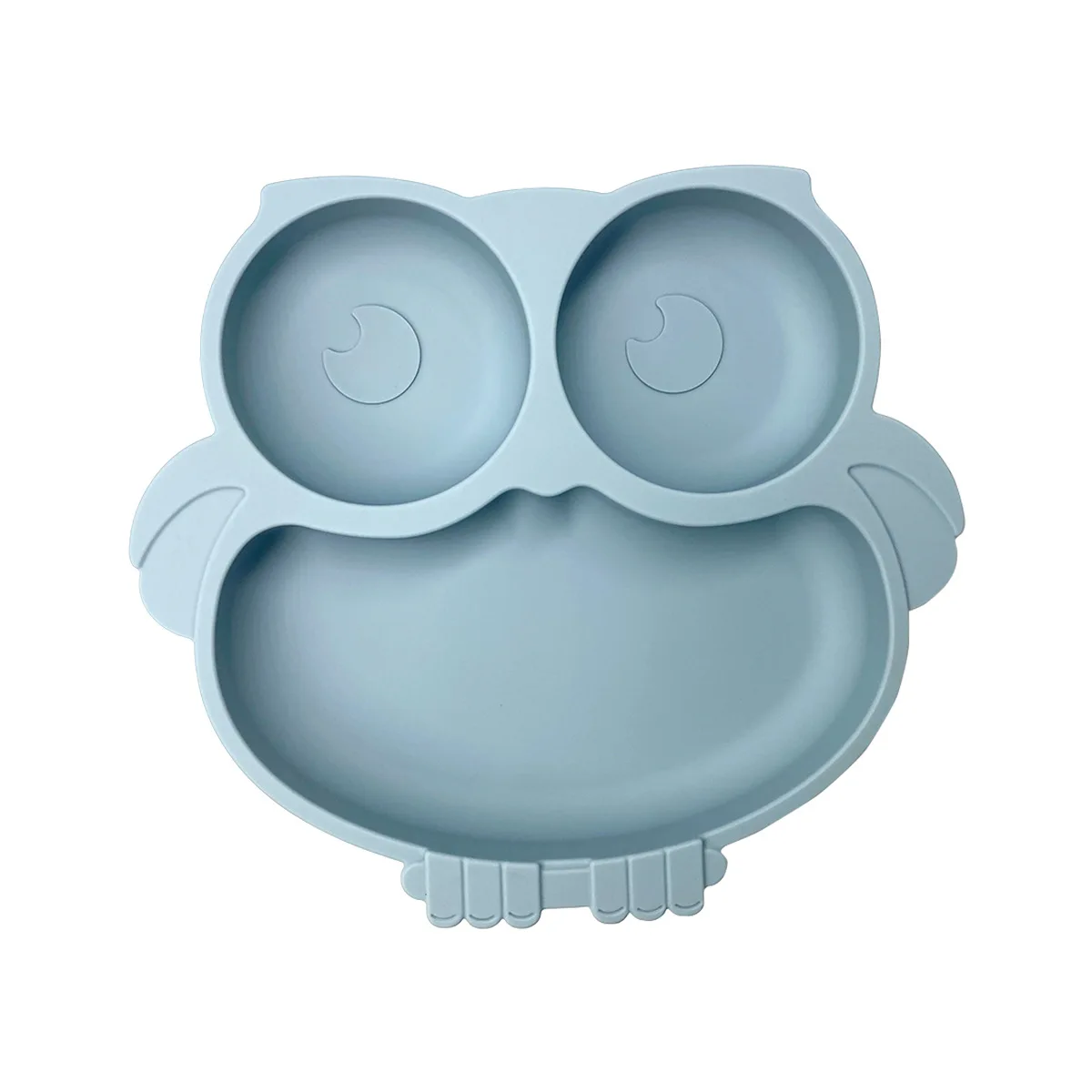 assiette bébé hibou silicone bleu