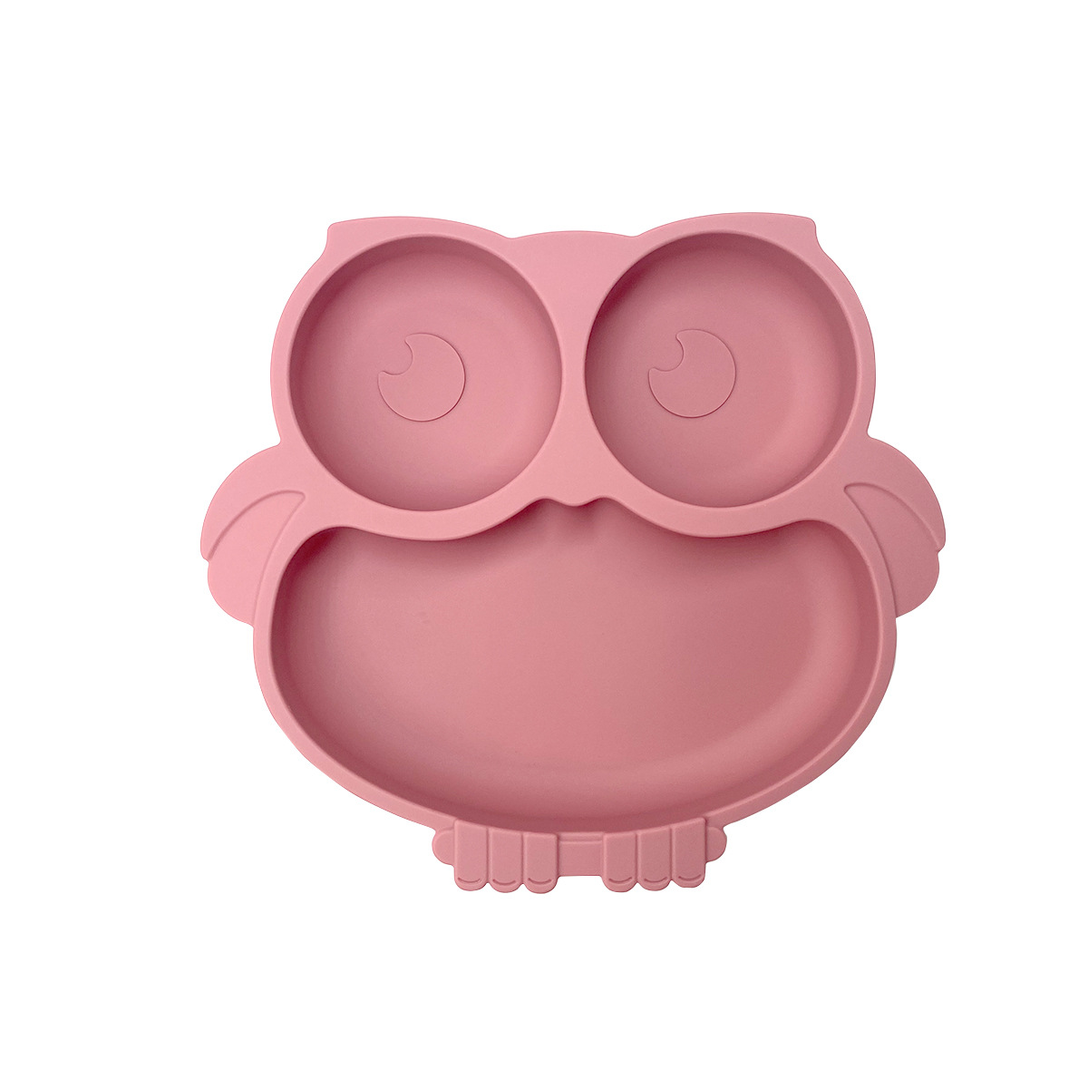assiette bébé hibou silicone poupre