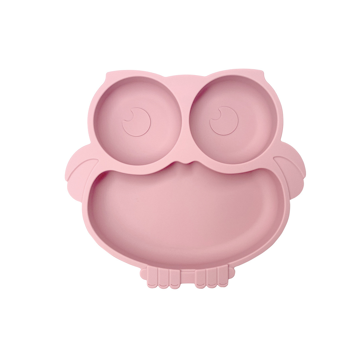 assiette bébé hibou silicone rose