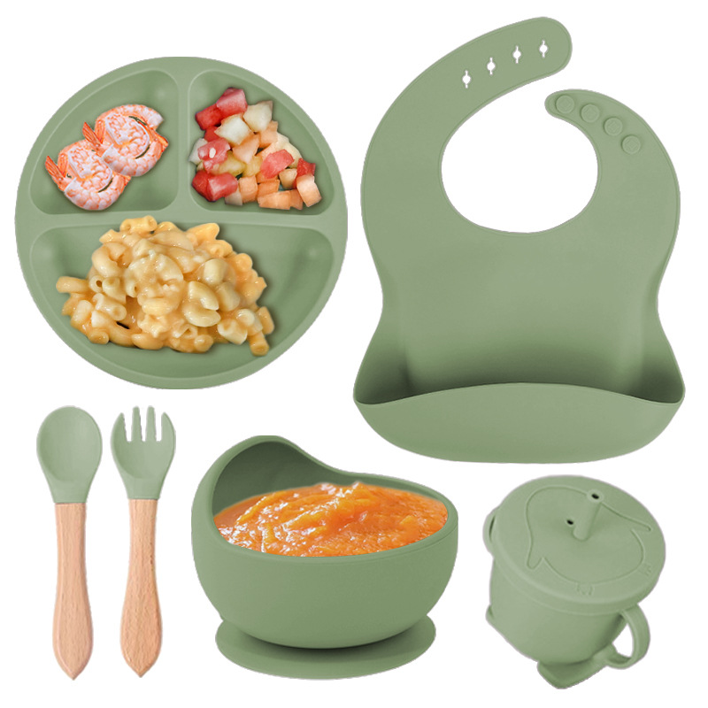 assiette bébé kaki