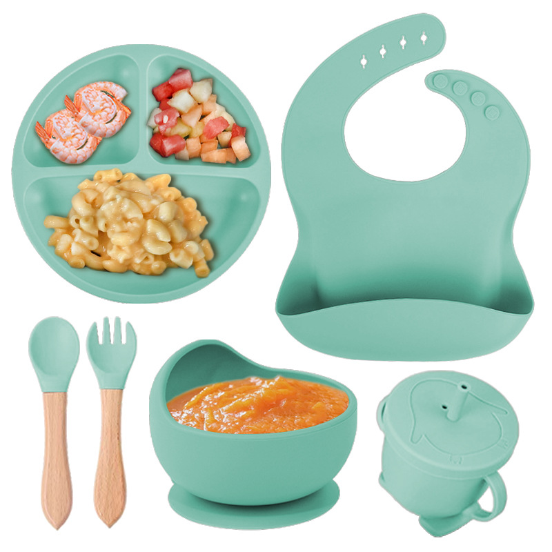 assiette bébé turquoise