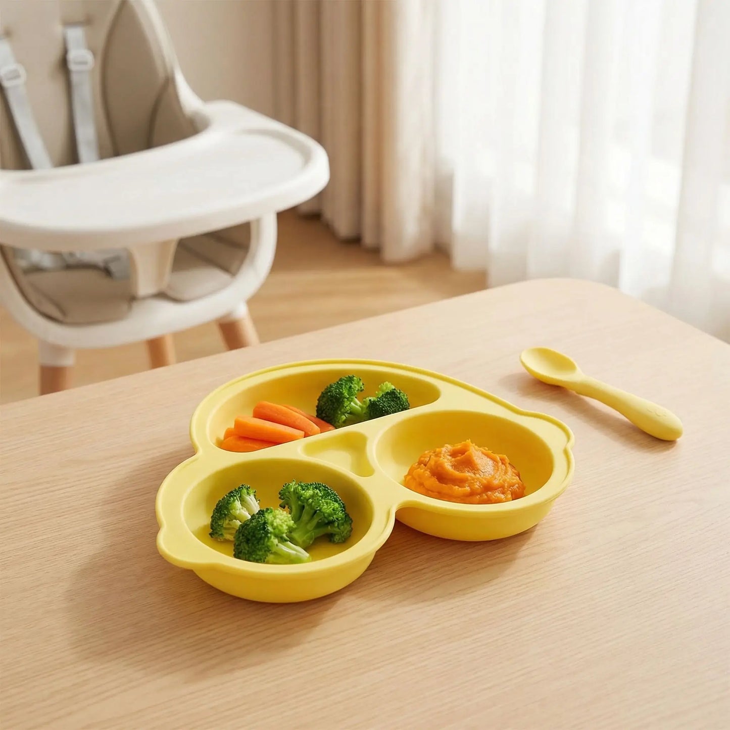 assiette bébé ventouse jaune