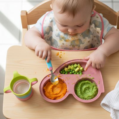Assiette bébé ventouse rose
