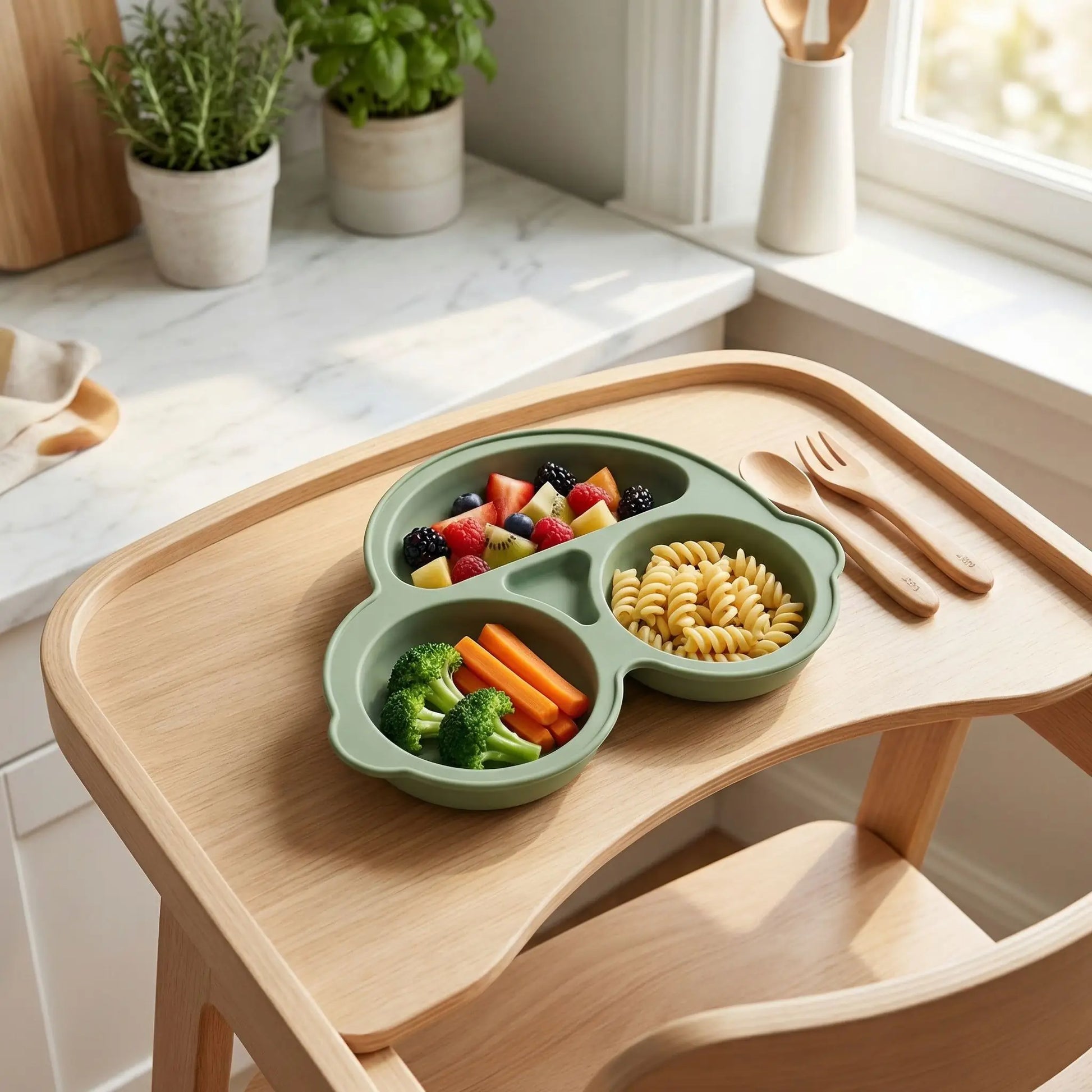 assiette bébé ventouse verte