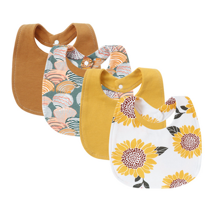 bavoir bébé brun jaune tournesol