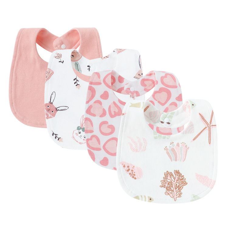 bavoir bébé rose blanc coeur lapin