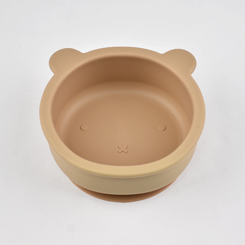 bol en silicone anti chute bébé brun