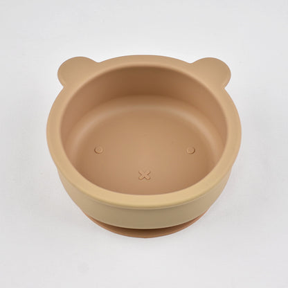 bol en silicone anti chute bébé brun