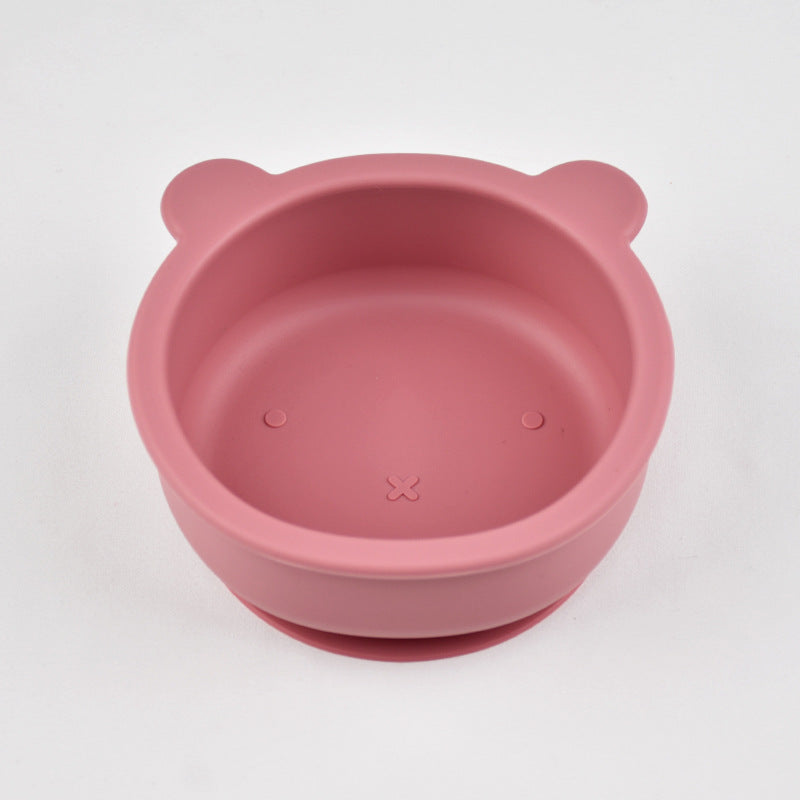 bol en silicone anti chute bébé rose