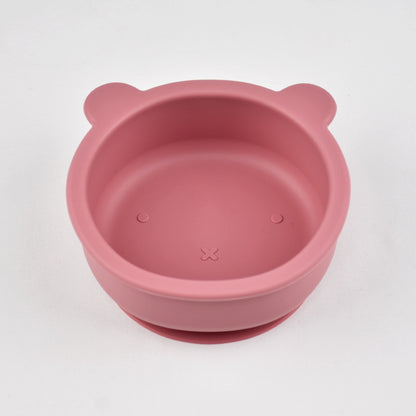bol en silicone anti chute bébé rose