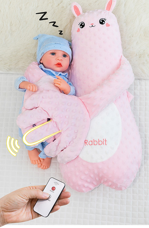 coussin bébé lapin manette