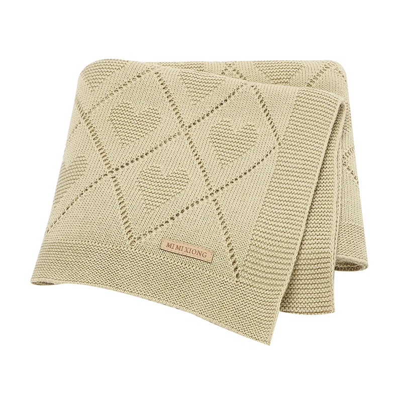 couverture bébé tricot beige