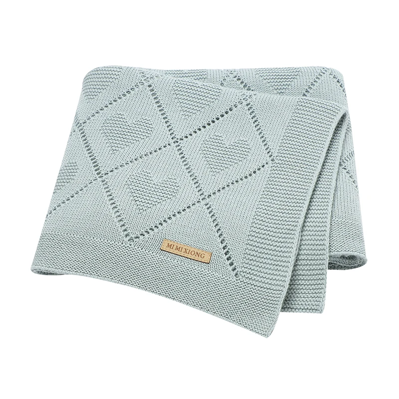 couverture bébé tricot bleu