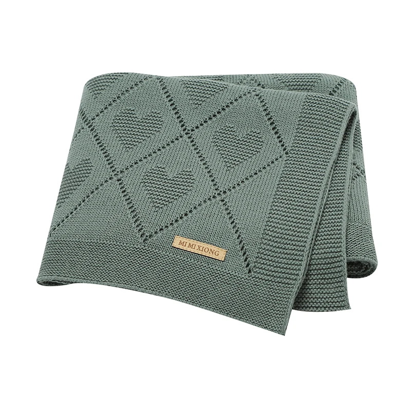 couverture bébé tricot gris foncé