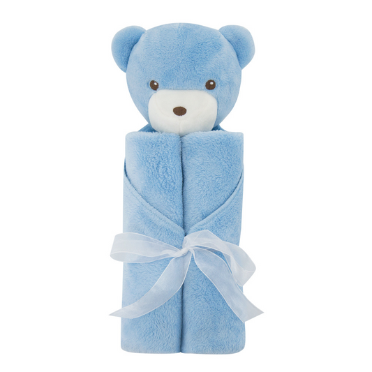 couverture bébé velours ours bleu