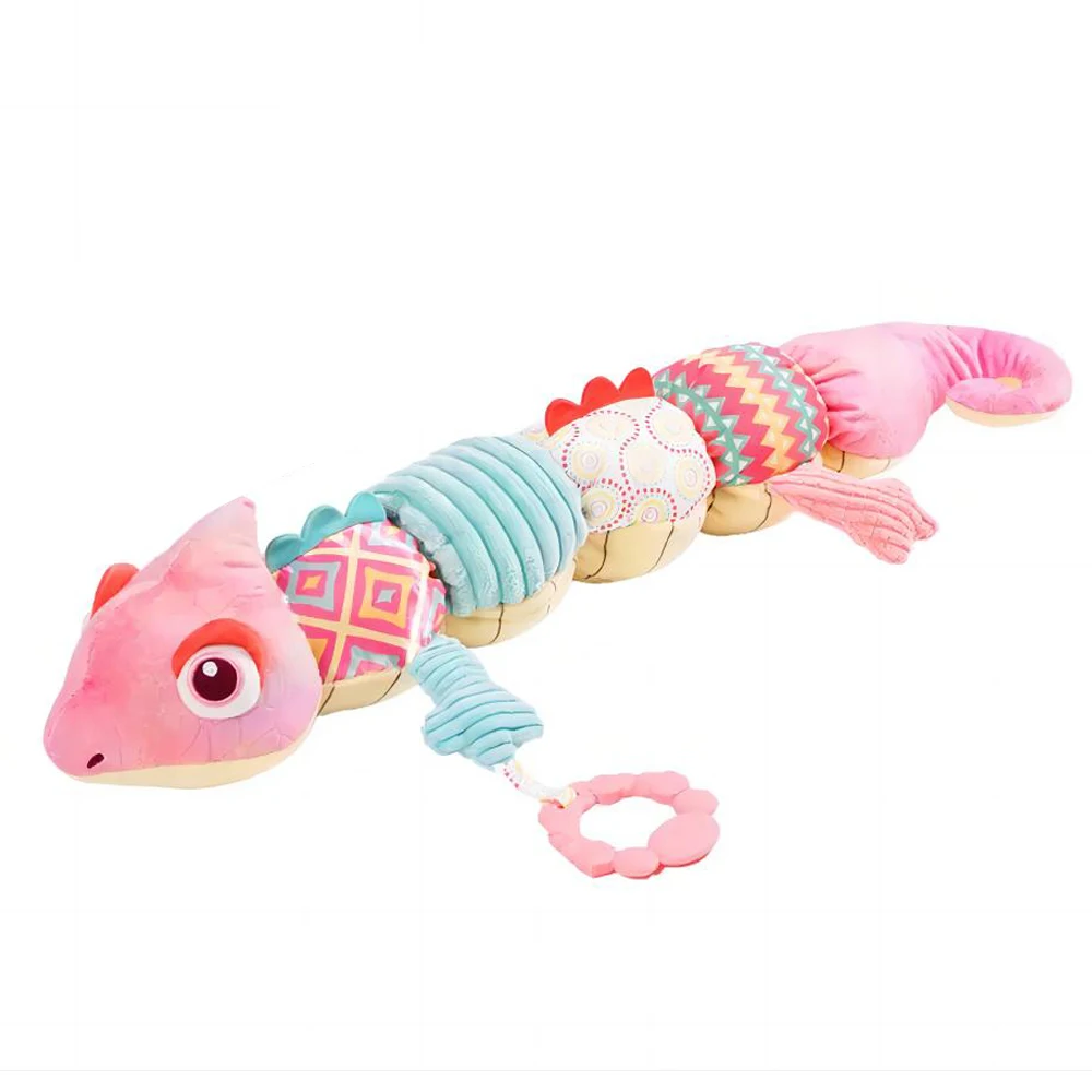 Peluche musicale bébé apaisante caméléon rose