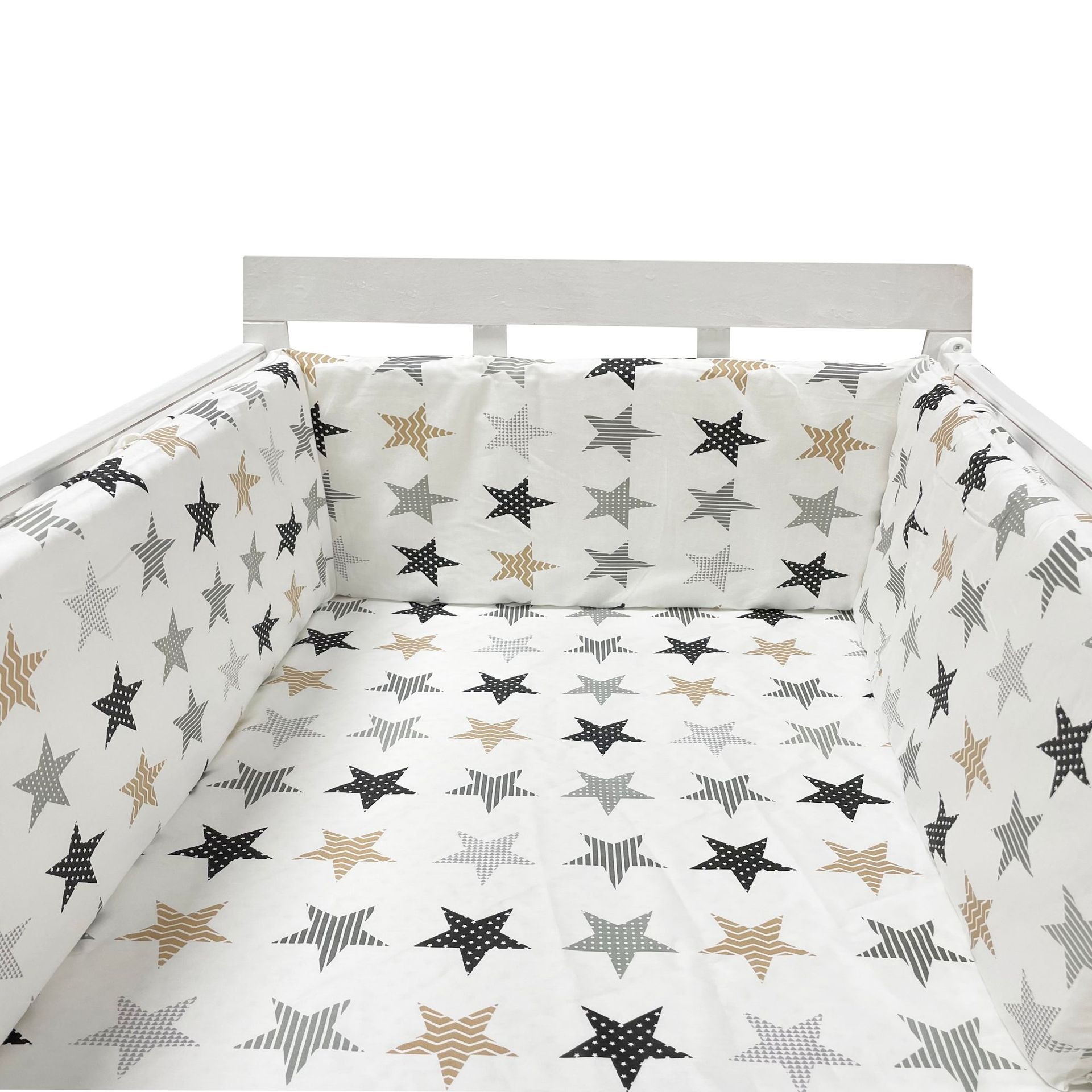 tour de lit bébé étoile gris beige