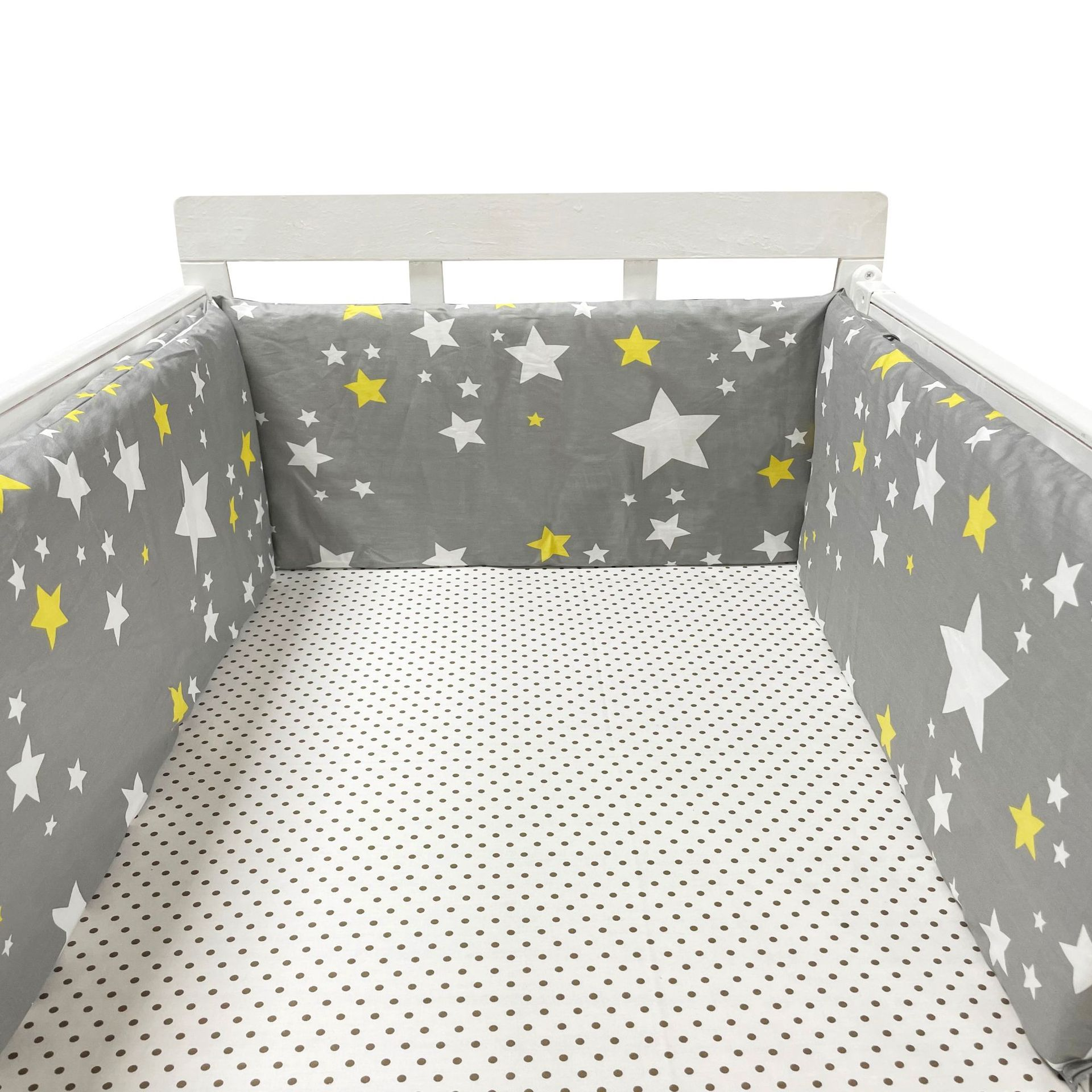tour de lit bébé étoile jaune blanc