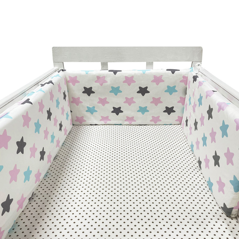 tour de lit bébé étoile rose gris bleu